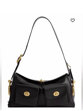 NWT Coach Black Haversack Leather Shoulder Bag with Gold Hardware